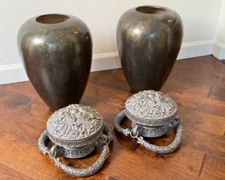 2pc Repousse Top Decorative Ceramic Vase Pair	23in H x 12in diameter		117013
