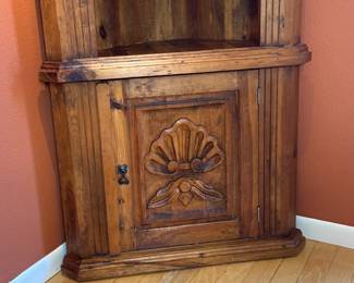 Rustic Mexican Carved Wood Corner Cabinet	75.25x 25.75 x 25.75in		104045
