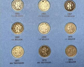 1864-1889 Two Cent Nickel Three Cent Coin Book Set 24 Coins 	7.75x6in		107092
