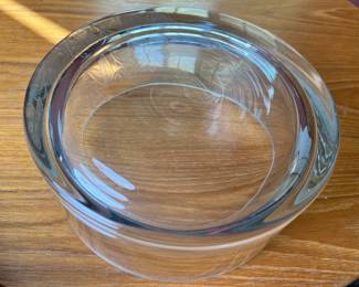 Vtg Glass Water Bowl Etched W Floral Design	4.25in H x 10in Diameter 	 	110051
