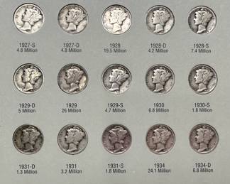 1916-1945 Mercury Silver Dime Coin Book Set 75 Coins 	7.75x6in		107083
