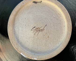 Christopher Heede Glyphs Studio Art Pottery Bowl Wall Mounted Platter 	4.25in H x 18.25in Diameter 		130005
