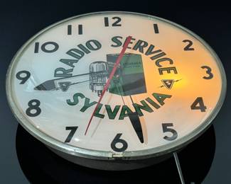 1950s Vintage Telechron Sylvania Tube Radio Service Clock Vintage Advertising 	4.45in H x 15i Diameter 	5 lbs 6 oz	970031
