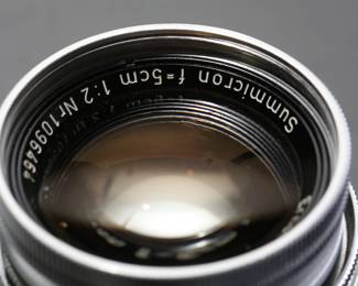 1950s Leica Leitz Summicron 50mm f/2 Lens 1:2/50 Wetzlar M3 5cm 1:2 Type 1 Collapsible M Bayonet Mount 	Collapsed: 1.95in long x 2in Diameter 	0.5lbs 	970004
