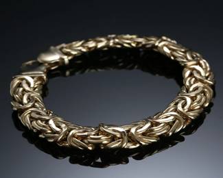 14kt Gold Italian Byzantine Bracelet 8in Signed RC R.C. 14k	8in Long 12mm Wide 	18.81 grams 	626001