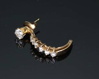 14kt Gold & Diamond Half Hoop Earrings 14k	24mm x 4.5mm W	3.7 grams 	130023
