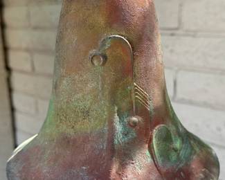 Vintage Large Paolo Soleri Arcosanti Bell Bronze Wind Chime Windbell 	total hang 30 inches Bell: 8 x 7.5 indiameter 		104021
