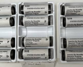12 Rolls Uncirculated 2012-2013 American the Beautiful Quarters Denali Great Basin Fort McHenry Mount Rushmore	Box:1.25x4x6in		107068
