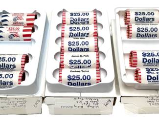 13 Rolls Presidential $1 Gold Coin Roll Lot Madison 	Box:1.25x4x6in		107077
