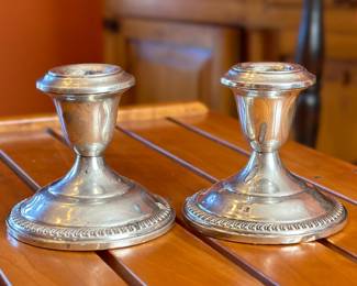 2pc Empire Sterling Silver Weighted Candle Holders 	3.5x3.5in Diameter 		104043
