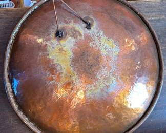Artist Made Flame Painted Copper Bowl Decor 	2.5in H x 17in Diameter 		104041
