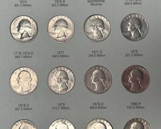 1965-1987 Washington Quarters Coin Book Set 43 Coins Complete Quarter Set	7.75x6in		107061
