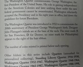 1988-1998 Washington Quarters Coin Book Set 35 Coins Complete Quarter Set	7.75x6in		107062
