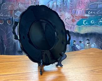 Vtg 1930s L.E. Smith Mount Pleasant Black Amethyst double handled plate w Stand	11.5x10.5x2in		110017
