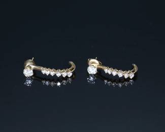 14kt Gold & Diamond Half Hoop Earrings 14k	24mm x 4.5mm W	3.7 grams 	130023
