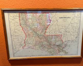 Framed Louisiana 1904 map	Frame: 15.5x23.75in 		104052
