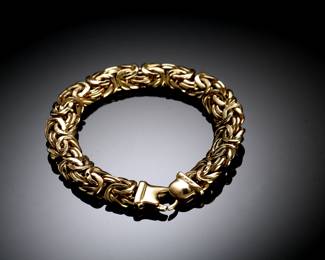14kt Gold Italian Byzantine Bracelet 8in Signed RC R.C. 14k	8in Long 12mm Wide 	18.81 grams 	626001