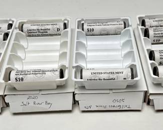 12 Rolls Uncirculated 2020 American the Beautiful Quarters Samoa Weir Farm Tallgrass Prairie 	Box:1.25x4x6in		107074
