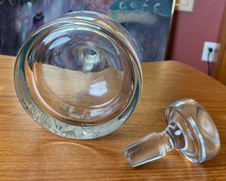 Vtg. Glass Decanter w Top Etched W Foral Design	12in H 		110052
