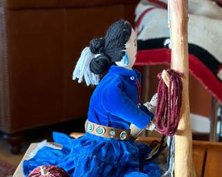 Navajo Weaver with Loom Doll Rug Maker Scene native American 	13.75in x 11.25 x 10.25in 		104013
