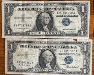 Lot of 10 $1 Silver Certificate Blue Note Seal 1935 1957 Dollar Bills 			107022
