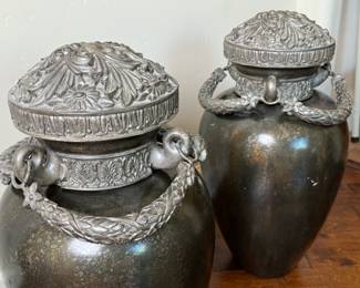 2pc Repousse Top Decorative Ceramic Vase Pair	23in H x 12in diameter		117013
