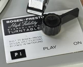 Bogen-Presto B61 Turntable Vintage 4 speed Lenco L70 w/ Shure V5 Type III Phono Cartridge	7x19x14in	24lbs 12 oz	970034
