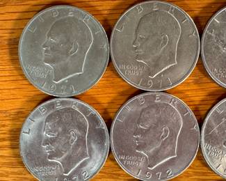 20 1971-1974 Eisenhower Dollars Coins 1971D 1972D 1974D	2x1.5in		107014
