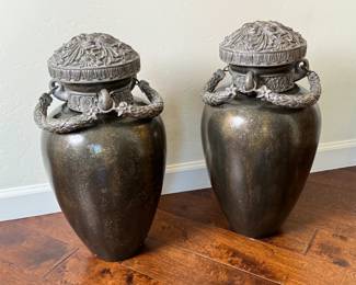 2pc Repousse Top Decorative Ceramic Vase Pair	23in H x 12in diameter		117013
