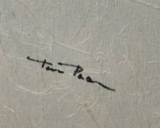 Tom Paar Rice Paper Collage Abstract Art Painting 	42x42in 		130013
