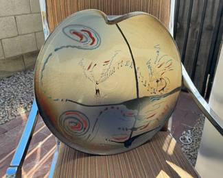 Christopher Heede Glyphs Studio Art Pottery Bowl Wall Mounted Platter 	4.25in H x 18.25in Diameter 		130005
