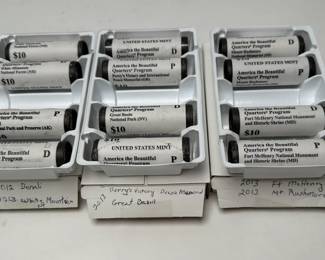 12 Rolls Uncirculated 2012-2013 American the Beautiful Quarters Denali Great Basin Fort McHenry Mount Rushmore	Box:1.25x4x6in		107068
