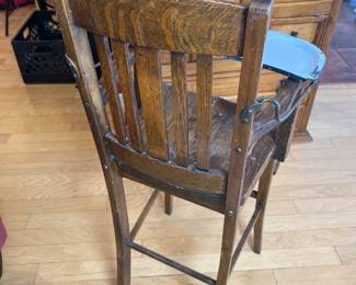 Circa 1918 Antique Oak High Chair with Enamel Tray	39 x 18 x 16in		106004
