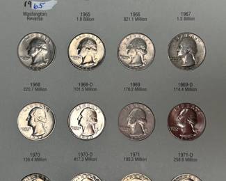 1965-1987 Washington Quarters Coin Book Set 43 Coins Complete Quarter Set	7.75x6in		107061
