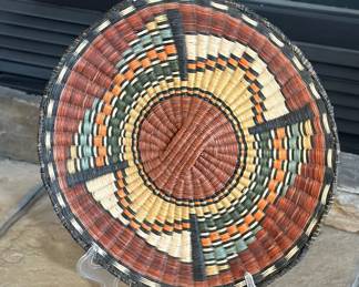 Hopi Basket Wicker Plaque Native American 	1.5in H x 15in Diameter 		107039
