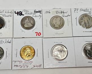 Lot of 8 US Quarters 1842 Seated LIberty Barber Standing 			107094
