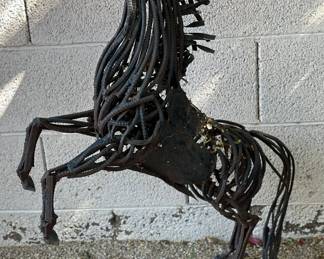 Vintage Scrap Metal Horse Sculpture Signed Rustic Brutalist Rebar EHX	42 x 10 x 30in		104022

