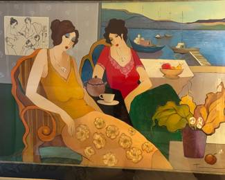 Signed Artist Proof Itzchak Tarkay At The Seaside Serigraph Framed Art Lithograph w/ COA	Frame: 37x49in		130021
