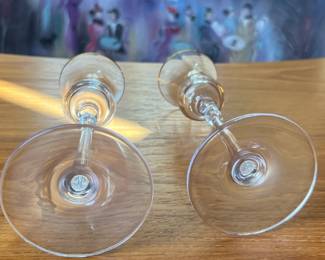 Pair of Milkasa Sonata Crystal Candlestick Holder Gold Trim Made in Austria	7.5in H 		110045
