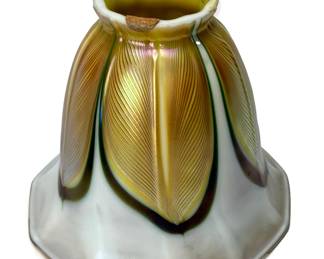 Antique Bronze Lamp ZEPHYR Studio Pulled Feather Glass Shade 	11.25in H x 5.75in Diameter 		940004
