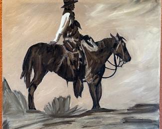 Original Art Lone Cowboy Maxine Edwards 	14x14in		104029
