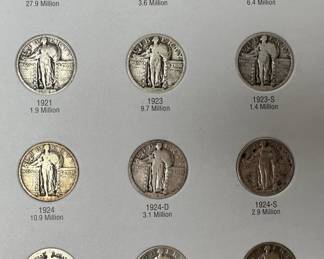 1916-1930 Standing Liberty Quarters Coin Book Set 38 Coins Partial Quarter Set	7.75x6in		107058
