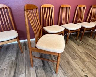 Set of 6 Benny Linden Mid Century Teak Dining Chairs  	38.25x19.5x20in Seat Height: 18.5in		110057

