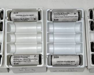 12 Rolls Uncirculated 2020 American the Beautiful Quarters Samoa Weir Farm Tallgrass Prairie 	Box:1.25x4x6in		107074
