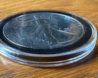 1991 $1 Dollar American Silver Eagle One Ounce Uncirculated Coin  .999 Fine Silver 	Case: 2in Diameter 		107026
