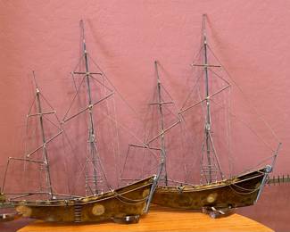 C. Curtis Jere Metal Wall Sculpture Midcentury Modern Sailboats in Harbor Boat	19.5x54x4in		107033
