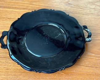 Vtg 1930s L.E. Smith Mount Pleasant Black Amethyst double handled plate w Stand	11.5x10.5x2in		110017
