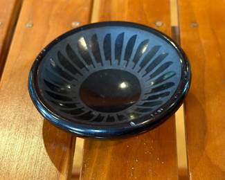 Blue Corn San Ildefonso Pueblo Black Ware Pottery Small Feather Plate Bowl Native American Pottery Crucita Calabaza 	1in H x 3.375in Diameter 		104004
