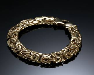 14kt Gold Italian Byzantine Bracelet 8in Signed RC R.C. 14k	8in Long 12mm Wide 	18.81 grams 	626001