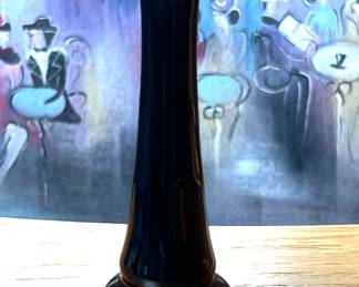 Vtg 1930s L.E. Smith Mount Pleasant Black Amethyst Slim Design Glass Floral Vase	8x2.5in		110029
